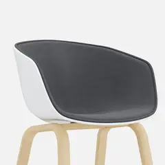 GENERICO - Idea Desk - Silla Luna Tapizada Gris Ergonómica Tapizada con Patas Estilo Madera