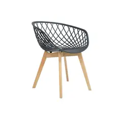 GENERICO - Idea Desk - Silla Petalo Negro Diseño Nórdico con Patas en Madera