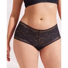 PATPRIMO - Panty Cachetero En Encaje Unicolor Para Mujer Negro
