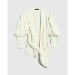 PATPRIMO - Blazer Unicolor Con Manga Bombacha Para Mujer Crudo
