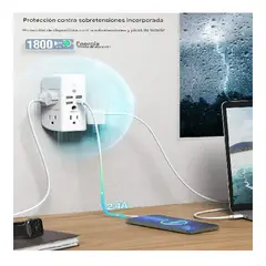 OEM - Regleta De Alimentación 3 Lados, Extensor Con Estante/ Luz