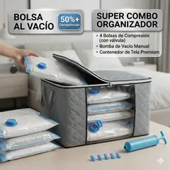GENERICO - Combo x6 Bolsas al Vacío Gratis Bomba de Succión + Organizador de Cobijas GRATIS