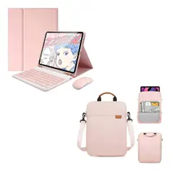 GENERICO - FORRO ESTUCHE TECLADO PARA TABLET XIAOMI REDMI PAD 8 / 8 PRO + MOUSE + BOLSO PARA TABLET ROSA