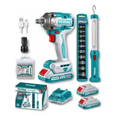 TOTAL TOOLS - Taladro Pistola Llave Impacto 400 Nm 20v 2 Bat + Acc Total Turquesa 50 Hz60 Hz