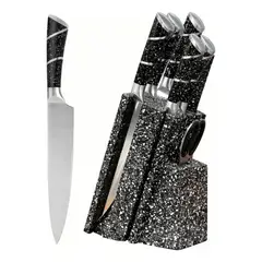 HOME - Juego de Cuchillos Acero Inoxidable 6 Piezas con Base Organizador Negra