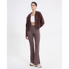 ATMOS - Saco Hoodie Full Zipper Tejido Para Mujer Café