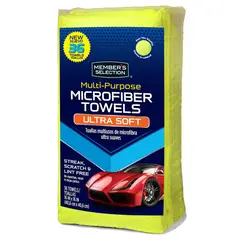 MEMBERS SELECTION - Pack 36 Toallas Microfibra Ultra Suaves Multiusos Amarillas 40x40 cm Member’s Limpieza Auto Hogar