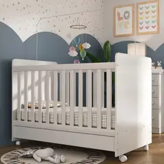ZER - Cuna Colecho y Cama Bunny 3 en 1 Con Ruedas y Colchon Blanco