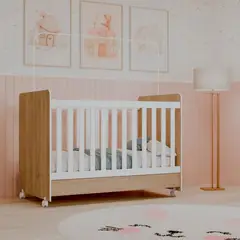 ZER - Cuna Colecho y Cama Bunny 3 en 1 Con Ruedas y Colchon Cafe