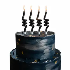 INFANTILES CAJUROMIX - Velas Espiral Negras Para Torta Elegante Y Moderno
