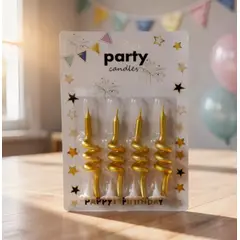 INFANTILES CAJUROMIX - Velas Espiral Metalizadas Doradas Para Torta
