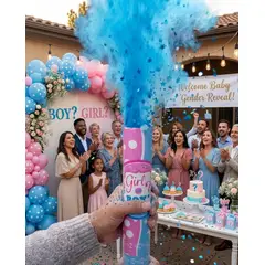 INFANTILES CAJUROMIX - Cañón Revelación De Género Con Polvo Y Confeti X2 Azul