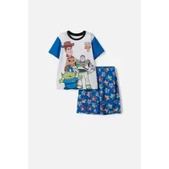 DISNEY - Pijama de Toy Story con pantalón corto azul y blanco para niño