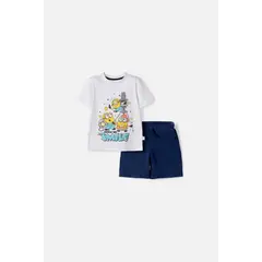 MINIONS - Conjunto de con bermuda multicolor para niño 2T a 6T