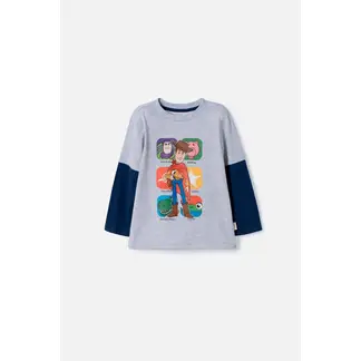 DISNEY - Camiseta de Toy Story manga larga gris y azul para niño 3T a 6T