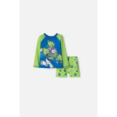 DISNEY - Conjunto de baño de Toy Story manga larga azul y verde para niño 3T a 6T