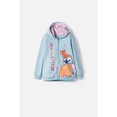 DISNEY - Buzo de Stitch y Capybara con cierre azul para niña 2T a 6T