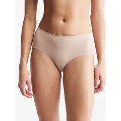CALVIN KLEIN - Pantie Beige Tipo Hispter Con Logo Para Mujer