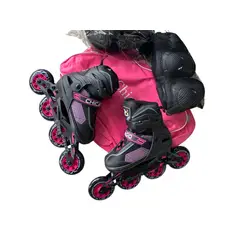 CHICAGO - PATINES SEMIPROFESIONALES AJUSTABLE 32-33-34-35 FUCSIA + KIT + BOLSO
