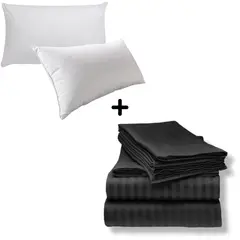 GENERICO - Juego Sabanas Cama Doble + 2 Almohadas Siliconadas