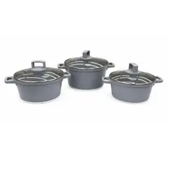 GENERICO - Batería De Ollas 6 Pzs Aluminio Fundido Uakeen VK-353-Gris
