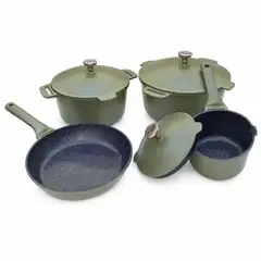 GENERICO - Batería De Ollas 9 Pzs Aluminio Fundido Uakeen VK-15- Verde