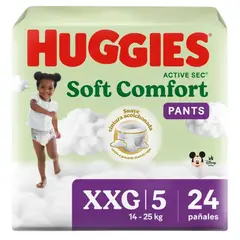 HUGGIES - Pañales Bebé Active Sec Soft Comfort Pants XXL 24 Unidades