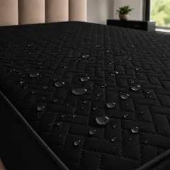 BALI - Protector de Colchón Impermeable Antifluido Cama Doble Alta Durabilidad Negro