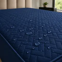 BALI - Protector de Colchón Impermeable Antifluido Cama Doble Alta Durabilidad Azul Oscuro