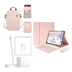 GENERICO - ESTUCHE TECLADO PARA TABLET XIAOMI REDMI PAD 8 / 8 PRO + MOUSE + BOLSO + LAPIZ PARA TABLET ROSA