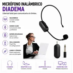 GENERICO - Diadema Inalámbrica para Teleoperador Micrófono Manos Libres