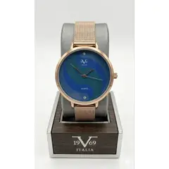 19V69 ITALIA - Reloj V1969 Italia, para mujer, Oro rosa tablero azul y verde