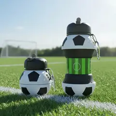 GENERICO - Botella Deportiva Plegable Silicona Balón Fútbol 550ml Niños