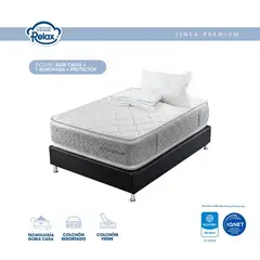 COLCHONES RELAX - Colchón con Base Cama Semidoble Ultra Dream 120x190x35cm Ortopédico Resortado Firme + 1 Almohada + 1 Protector