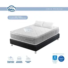 COLCHONES RELAX - Colchón con Base Cama Doble Ultra Dream 140x190x35cm Ortopédico Resortado Firme + 2 Almohadas + 1 Protector