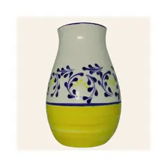 GENERICO - Florero Inglaterra En Cerámica Pintado A Mano Diseño Violeta Color Azul con Amarillo