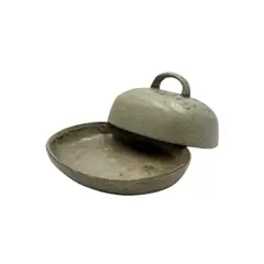 GENERICO - Mantequillera Rustica En Porcelana Color Gris