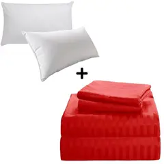 GENERICO - Juego Sabanas Cama Queen + 2 Almohadas Siliconadas