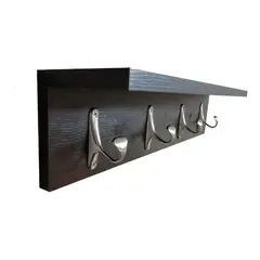 GENERICO - Perchero Con Repisa En Madera Y 4 Ganchos Color Marron Oscuro