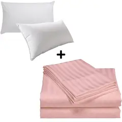 GENERICO - Juego Sabanas Cama Semi Doble Palo de Rosa + 2 Almohadas Siliconadas