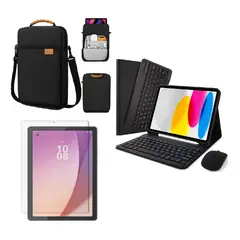 GENERICO - FORRO ESTUCHE TECLADO PARA TABLET XIAOMI REDMI PAD 2 + MOUSE + BOLSO + VIDRIO PARA TABLET NEGRO