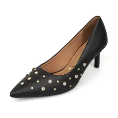 VIZZANO - Tacon Medio Stiletto Negro-Plata