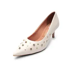 VIZZANO - Tacon Medio Stiletto Marfil-Plata