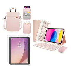 GENERICO - ESTUCHE TECLADO PARA TABLET XIAOMI REDMI PAD 8 / 8 PRO + MOUSE + BOLSO + VIDRIO PARA TABLET ROSA