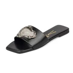 VIZZANO - Sandalia Plana Negro-Plata
