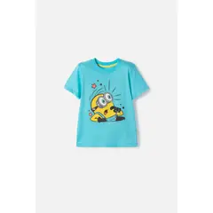 MINIONS - Camiseta de manga corta azul para niño 2T a 6T