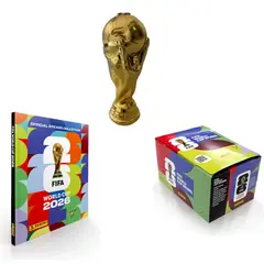 OEM - Album Pasta Dura Mundial 2026 Panini Copa Mundial Fifa 2026 + 104 Sobres + Alcancia Copa Mundo