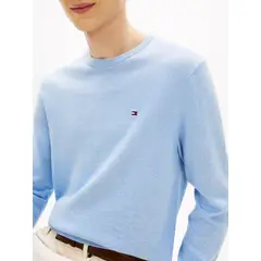 TOMMY HILFIGER - Saco celeste de cuello redondo con logo bordado