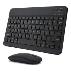 GENERICO - Combo Teclado y Mouse Bluetooth Universal Para iPad Tablet y Laptop NEGRO