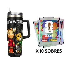 OEM - Termo Botella Térmica Acero Inoxidable Mundialista 1lt + 10 Sobres album panini